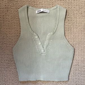 Zara Sage Green Knit Crop top